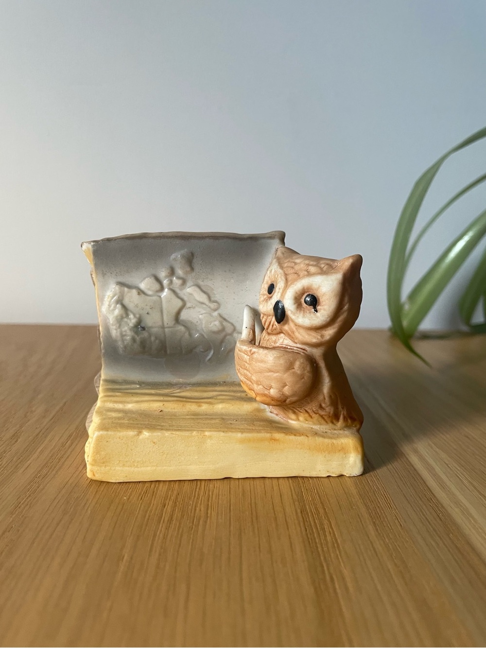 Vintage Ceramic Owl Teacher Map Figurine